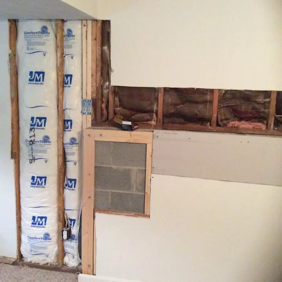 Wall insulation replacement during Structural Drying in Brick